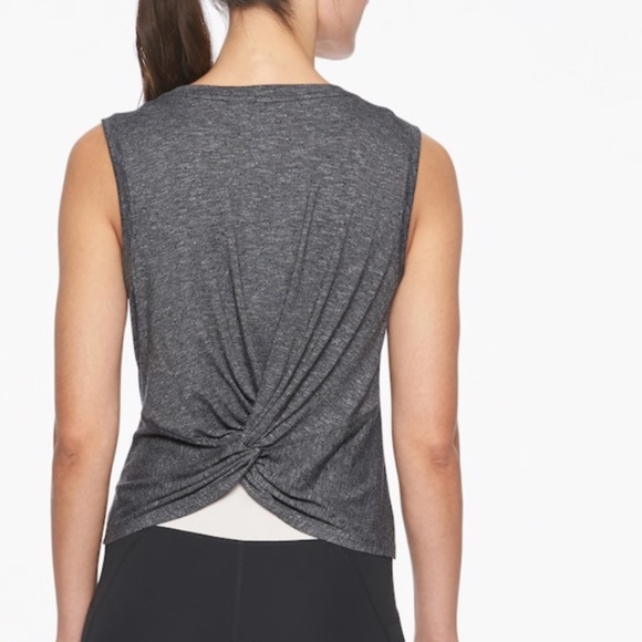 Athleta Tops - Athleta Twist Back Muscle Tank Charcoal Gray L